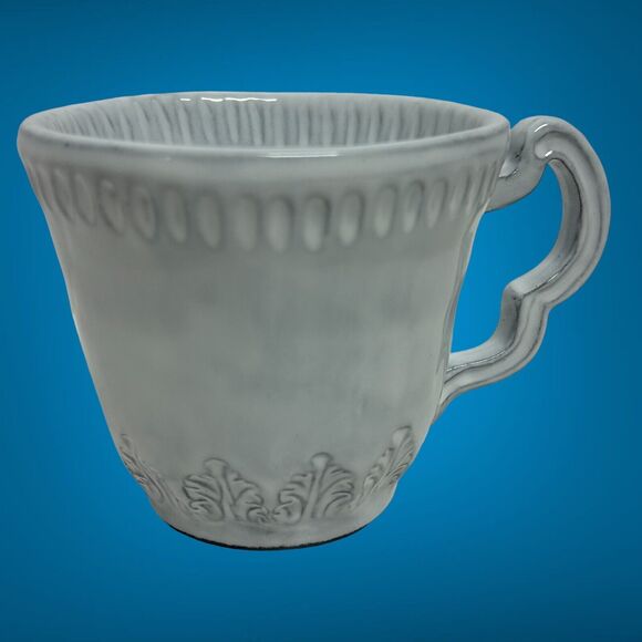 Set Of 2 Vietri Incanto Leaf Stone White Coffee Tea Mugs Handmade In Italy NWT - Picture 5 of 16